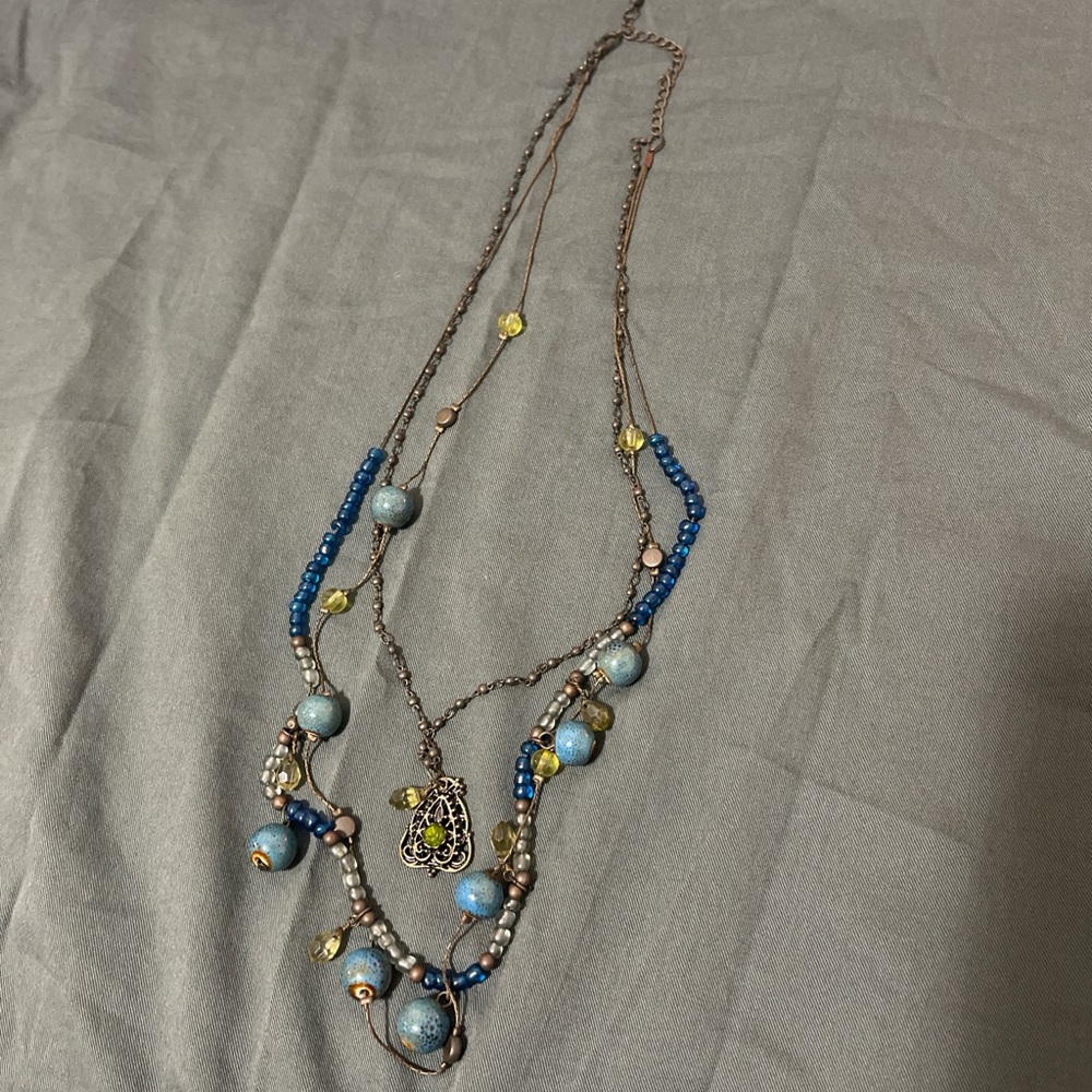 Elegant Blue and green Beaded Necklace